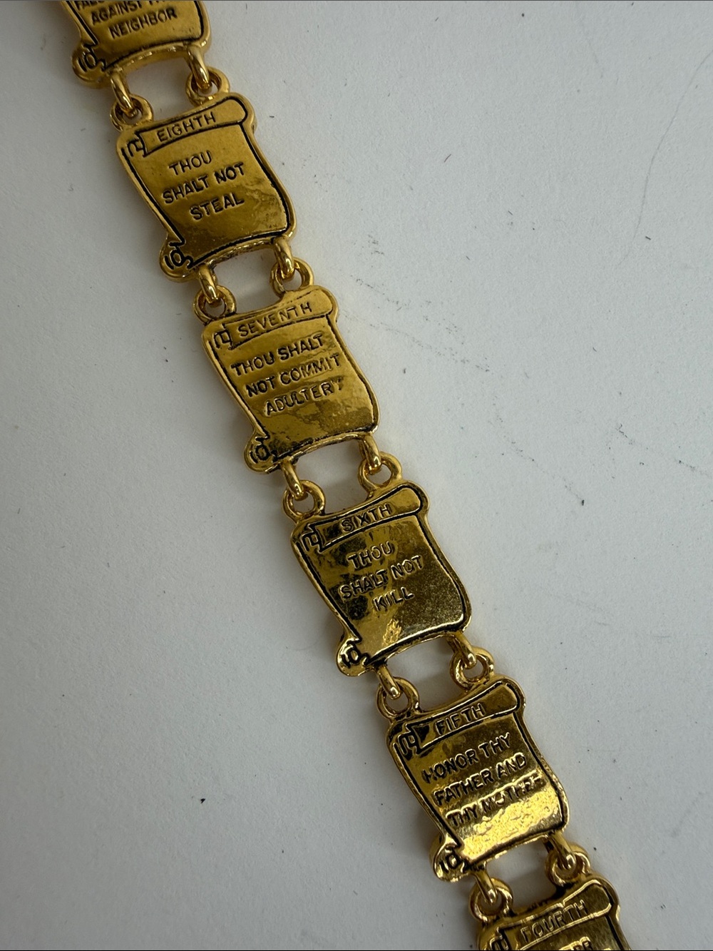 Ten Commandments Gold Tone Bracelet